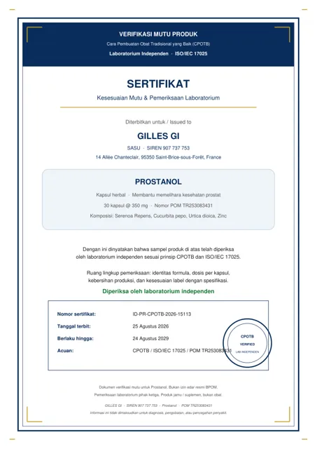 Sertifikat PDF Prostanol