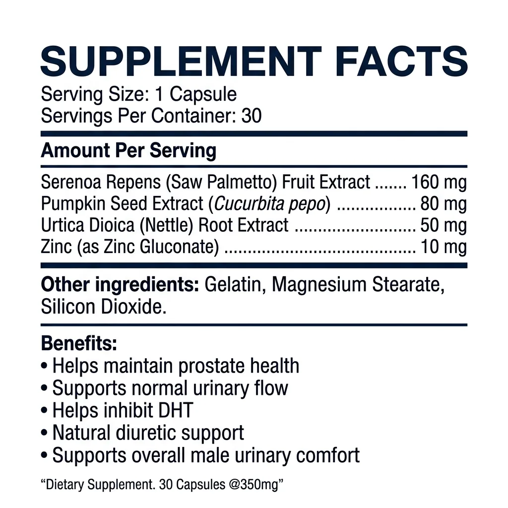 Supplement Facts Prostanol